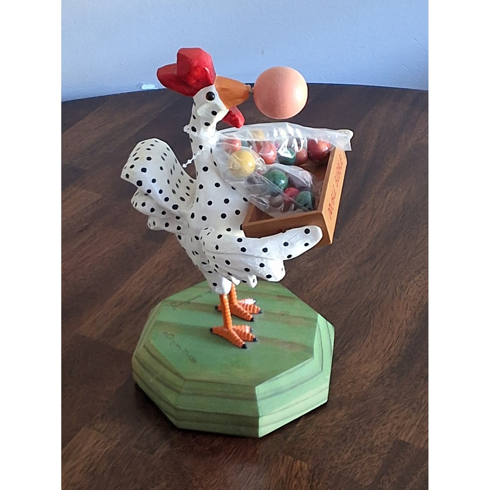 Dept 56 Bryan Merritt Polka Dot Rooster Double Bubble Gum Figurine Folk Art